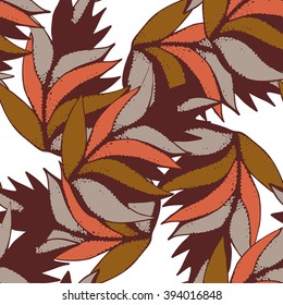 Seamless pattern from plants with bright leaves
