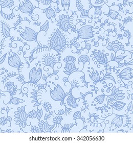 Seamless pattern. Plants and flowers. 