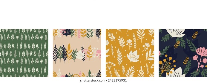 Seamless pattern. Plants and flowers. Fabric for bed linen.