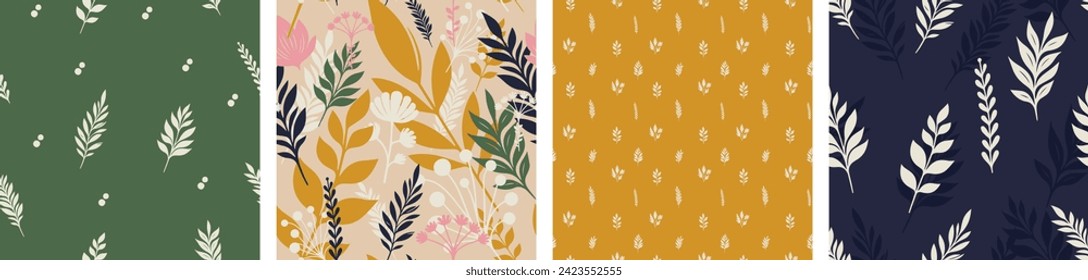 Seamless pattern. Plants and flowers. Fabric for bed linen.