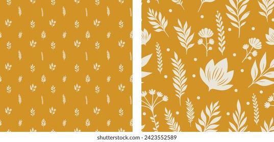 Seamless pattern. Plants and flowers. Fabric for bed linen.