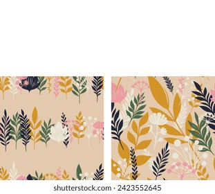 Patrón sin foco. Plantas y flores. Tela para ropa de cama.