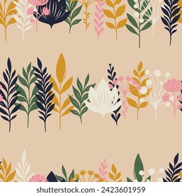 Patrón sin foco. Plantas y flores. Tela para ropa de cama.