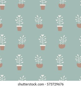 Seamless pattern with plants, flowers. Vector illustration.