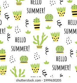 Patrón sin foco con plantas y elementos dibujados a mano. Fondo infantil vectorial creativo para tela, textil