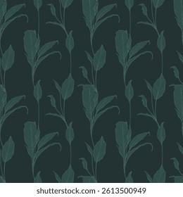 Seamless pattern with plants (Spathiphyllum). Vector illustration.