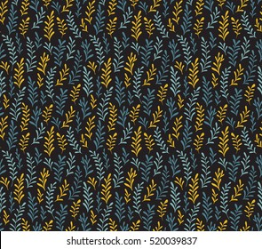 Seamless pattern with plants. Vector floral stylish background for fabric or wrap paper design.
