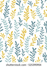 Seamless  pattern with plants. Vector floral stylish background for fabric or wrap paper design.