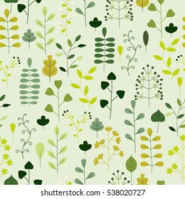 Seamless pattern with plants. Vector illustration.