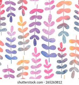 Seamless pattern with plants. Vector. Watercolor. 