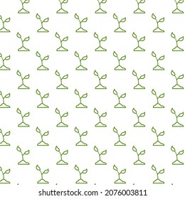 Seamless pattern of plants in white background with mini doodle (icon). Vector Illustration