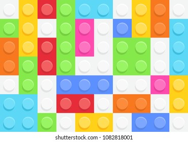 Seamless pattern of Plastic construction blocks. isolated on white background