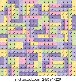 Seamless pattern with plastic construction blocks different colours toy art background print design decor	
