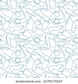 seamless pattern with plastic garbage - vector illustration