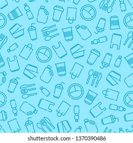 Seamless pattern of Plastic packaging, for cafe, shop, store. Card, flyer, banner, poster for advertisement. Flat style design, vector illustration.