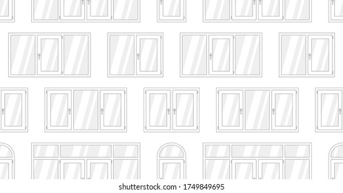 Seamless pattern with plastic windows. flat style. isolated on white background