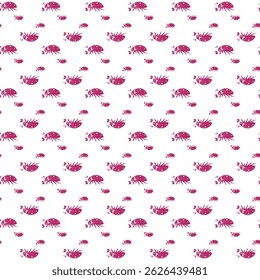 Seamless Pattern with Playful Crab Motif in Purple on White Background