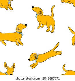 Seamless pattern with playful dachshunds