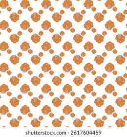 Seamless Pattern With Playful Orange Animal Cartoon Icons on White Background
