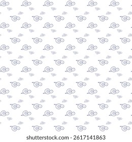 Seamless Pattern of Playful Snail Illustrations on a White Background