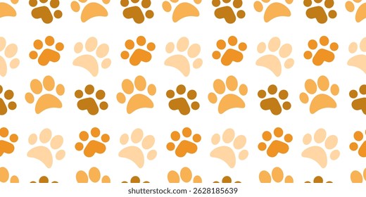 Seamless pattern with playful and vibrant paw in warm orange tones. Ideal for pet related designs, branding, or creative projects.