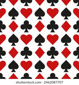 Seamless pattern with playing card suits.