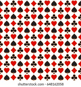 Seamless pattern with playing card suits.