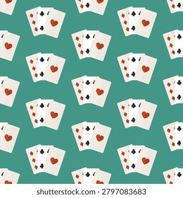 seamless pattern playing cards game object on blue background vector wallpaper textile giftwrap fabric