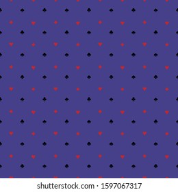 seamless pattern of playing cards. hearts, clubs, diamonds and spades. casino theme. vector illustration. symbols and icons