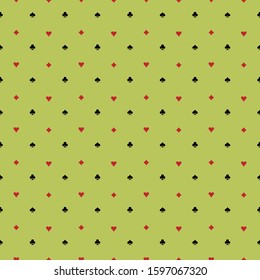 seamless pattern of playing cards. hearts, clubs, diamonds and spades. casino theme. vector illustration. symbols and icons