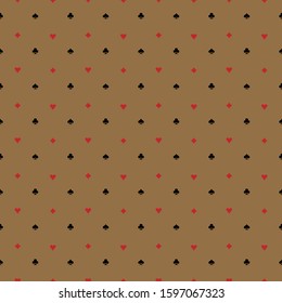 seamless pattern of playing cards. hearts, clubs, diamonds and spades. casino theme. vector illustration. symbols and icons