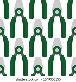 Seamless pattern with pliers on a white background. Gardening tool in a flat style. Cartoon objects of labor.
Stock vector illustration for design, decor, fabric, wrapping paper, textile, wallpaper