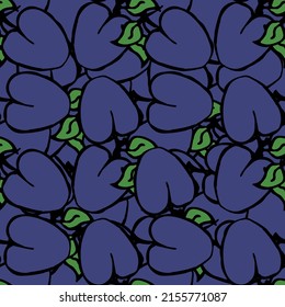 seamless pattern with plum. vector doodle illustration with plum. pattern with blue plum