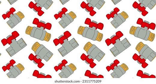 Patrón sin inconvenientes con válvula de bola de fontanería, ilustración vectorial