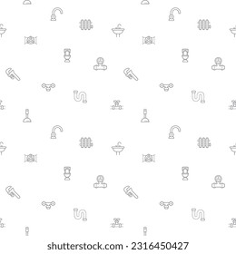 Seamless pattern with plumbing icon on white background. Included the icons as traps, drains, taps, hand tools, vise, pipe, connector, valve and design elements