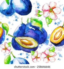 seamless pattern with plums