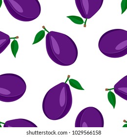 Seamless pattern from plums. Design for textiles, labels, posters, packaging. Vector illustration.