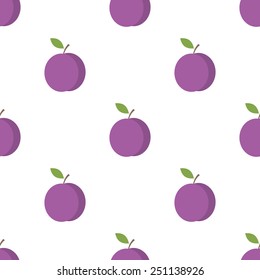 Seamless pattern with plums. Vector illustration
