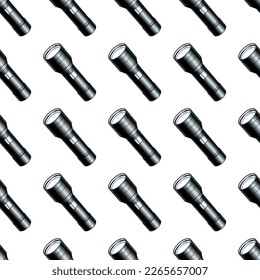 Seamless pattern of a pocket electric LED flashlight