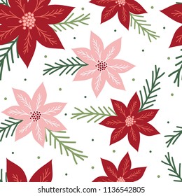 Seamless Pattern With Poinsettia Design