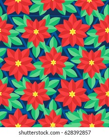 Seamless pattern with poinsettia flowers. Vector illustration