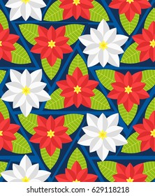 Seamless pattern with poinsettia flowers. Vector illustration