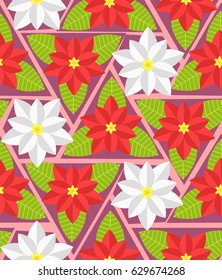 Seamless pattern with poinsettia flowers. Vector illustration