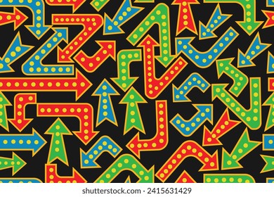 Seamless pattern of pointing arrow symbols for backgrounds, fabrics, wrappers, covers, etc