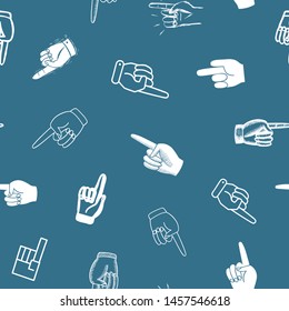 Seamless pattern with pointing hands showing direction. Hand drawn vector background for your design.