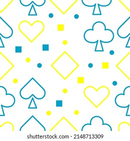 Seamless Pattern Poker Card Symbol. Spade Symbol, Heart, Diamond, Club Illustration Design