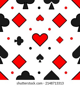 Seamless Pattern Poker Card Symbol. Spade Symbol, Heart, Diamond, Club Illustration Design