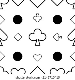 Seamless Pattern Poker Card Symbol. Spade Symbol, Heart, Diamond, Club Illustration Design