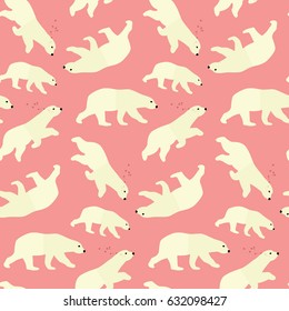 seamless pattern polar bear animal on pink background wallpaper textiles