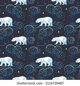 seamless pattern with polar bear vector illustration. Background with cute polar bear.